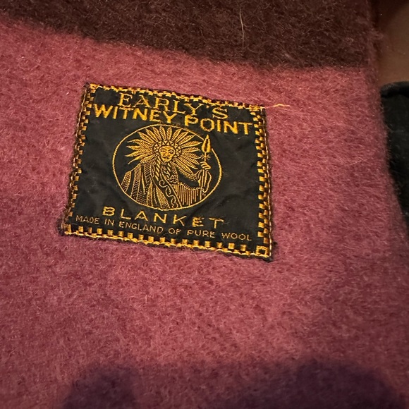 Early's Witney Point Berry/Black Stripes BLANKET/ VTG 50's Made in England 4 - Picture 1 of 3
